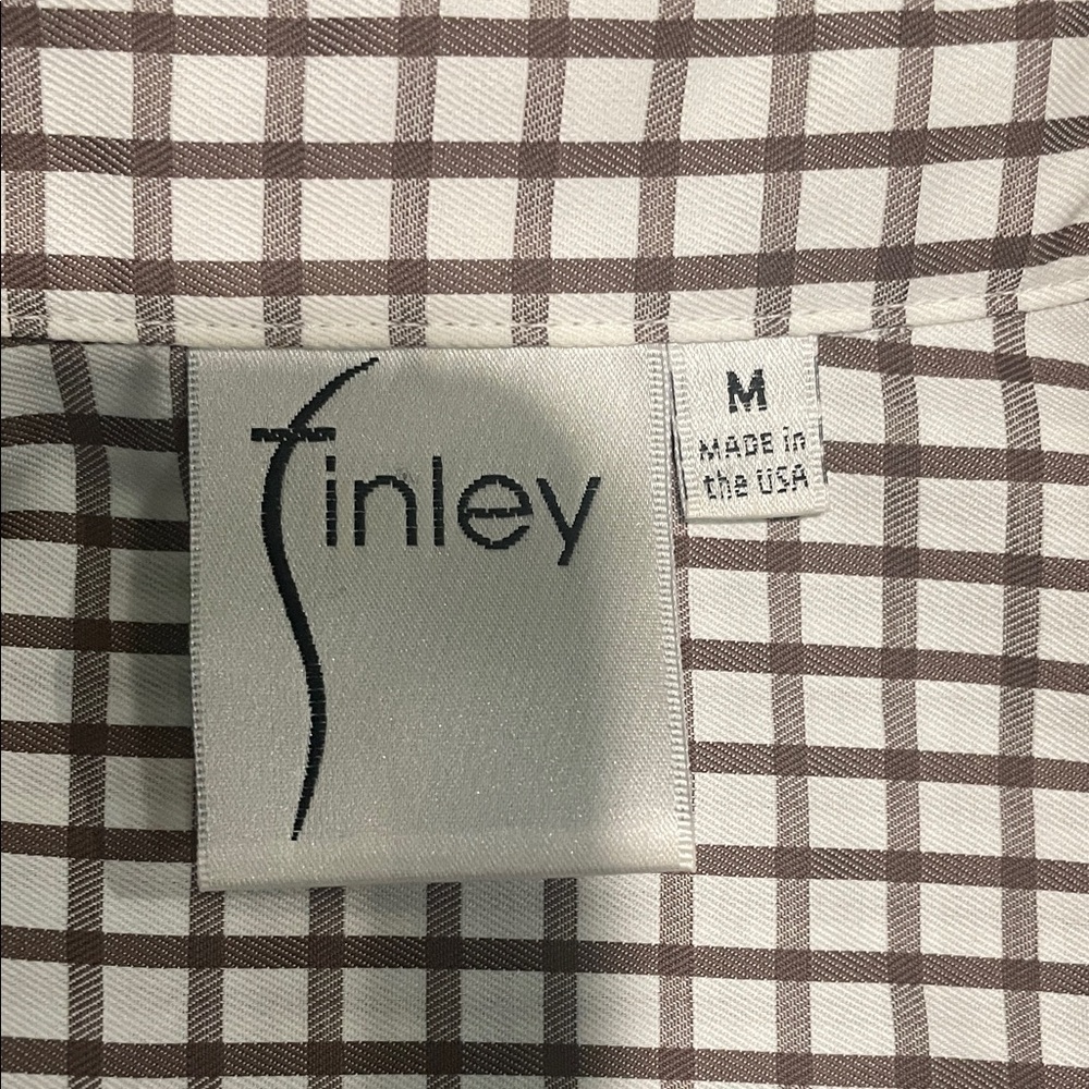 Finley Joey roll sleeve Brown and White Checkered Tunic - Picture 8 of 9